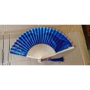 Twin Dolphins Dolphin Fish underwater scene Silk Nylon Handheld Fan Folding Hand